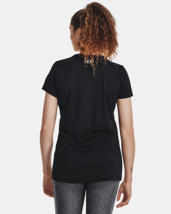 เสื้อแขนสั้น UA Tech™ Graphic สำหรับผู้หญิง in Black image number 1